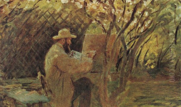 Manet painting in Monet's Garden in Argenteuil. - view 1
