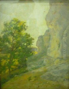Arbre Et Falaise by Alexandre Jacques Chantron
