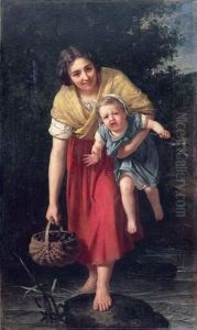 Jeune Mere Et Son Enfant by Alexandre Jacques Chantron