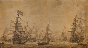 the Dutch battle fleet prepared to set sail for the Medway and Sheerness in 1667 by Willem van de, the Elder Velde