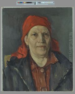 ,,Naine punase ratiga. Etuud maalile "Toorahva ulestous 1940.a. Tartus""