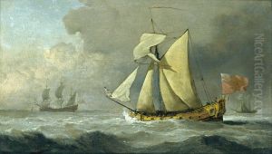 The Cleveland Yacht at sea in a fresh breeze by Willem van de Velde the Younger