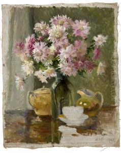 ,,Krusanteemid laual" by Lilly Walther