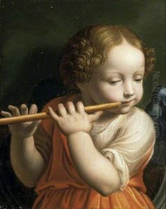 Child Angel Playing a Flute by Bernardino Luini