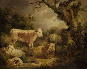 Calf and Sheep by George Morland