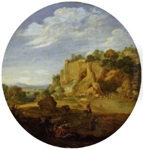 Southern landscape with a rocky mountain by Bartholomeus Breenbergh
