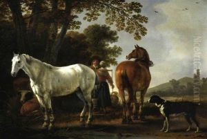 Landscape with figures and horses Landscape with figures and horses