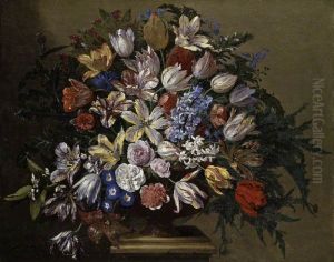 Group of flowers by Justus van Huysum