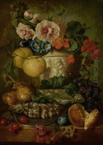 Still Life with Fruit, Flowers and Fish by Jan van Os