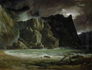 View of a Norwegian Lake before the Sun Has Dissipated the Early Morning Mist by Francis Danby