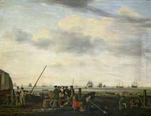 Shore Scene with Shipping by Francis Holman