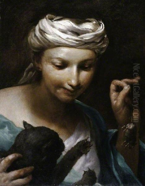 Girl with a Cat - view 1
