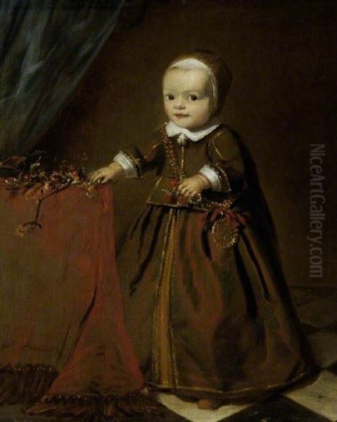 Portrait of a child next to a fruit branch on a table - view 1