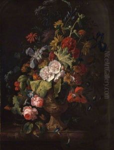 A vase of flowers by Justus van Huysum