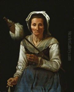 An Old Woman Spinning by Michiel Sweerts