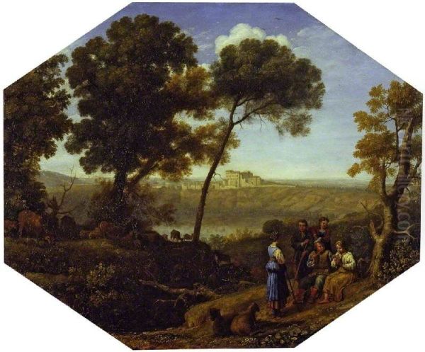 Pastoral Landscape with Lake Albano and Castel Gandolfo - view 1