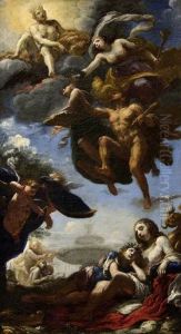 A Poet, Presented to Jupiter by Hercules is Crowned by Glory, below Venus, Cupid and the Poet by Simone Pignoni