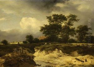 Landscape with a Brook and Farmhouse among Trees by Jacob Van Ruisdael