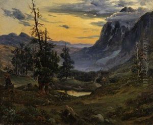 Soloppgang over Wengernalp by Thomas Fearnley
