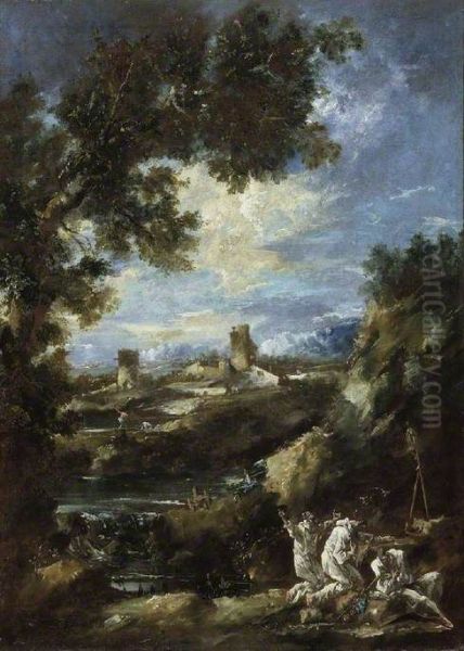 Landscape with Camaldolite Monks Praying at a Roadside Shrine - view 1