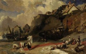 Washerwomen on the Shore by Eugene Isabey