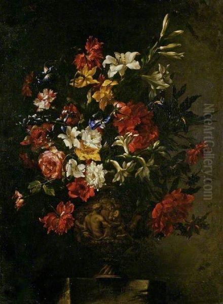 Flowers in a Sculpted Vase - view 1