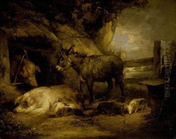 Donkey and Pigs - view 1