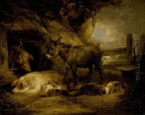 Donkey and Pigs by George Morland