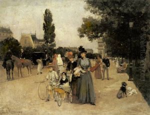 The Champs Elysee view of the Arc de Troumphe by Francisco Miralles Galup