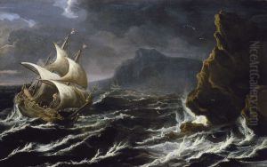 A Dutch Ship Running onto a Rocky Coast