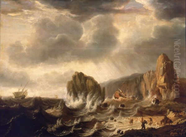 A Ship Wrecked off a Rocky Coast - view 1