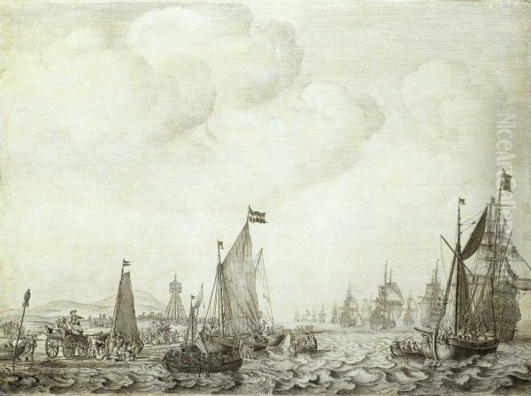 A Kaag and a Galjoot Close to the Shore with Witte de With in the 'Brederode' Leaving the Vlie, 9 June 1645 - view 1