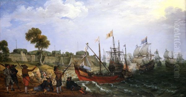 A Dutch Squadron attacking a Spanish Fortress - view 1