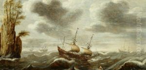 Dutch Ships in a Rough Sea by Cornelis Verbeeck