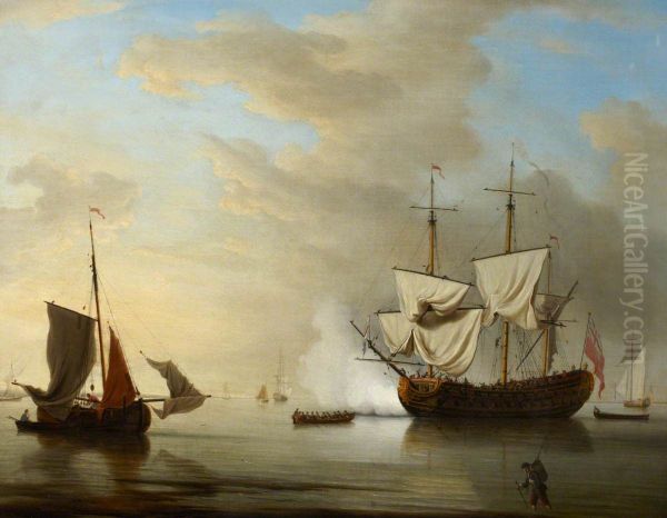 An English ship becalmed - view 1