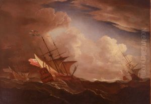 English Ships at Sea Beating to Windward in a Gale by Willem van de Velde the Younger