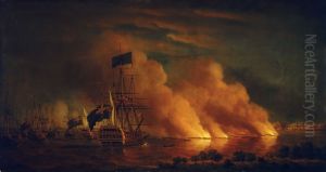 French Firerafts Attacking the British Fleet off Quebec, 28 June 1759 by Samuel Scott