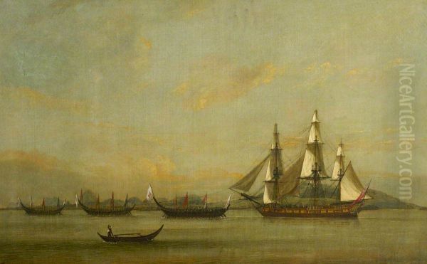 Towing the East Indiaman 'Hindustan' - view 1