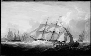 HMS Columbine and Other Vessels off Lisbon by John Christian Schetky