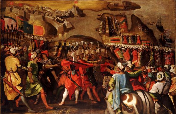 Turkish Bombardment of Birgu, 6 July 1565 - view 1