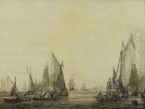 Dutch Shipping in a Harbour by Ludolf Bakhuizen