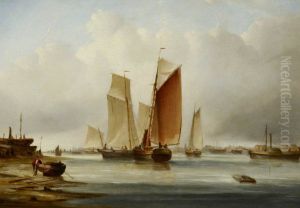 A harbour scene with fishing boats by Edward William Cooke