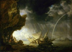 Seascape with Sailors Sheltering from a Rainstorm Seascape with Sailors Sheltering from a Rainstorm