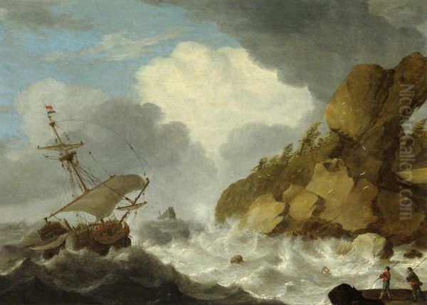 A Dutch Ship Foundering off a Rocky Coast - view 1