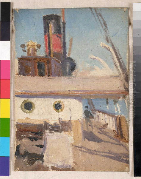 Deck view on a steamer, aft from before the bridge - view 1