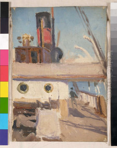 Deck view on a steamer, aft from before the bridge Deck view on a steamer, aft from before the bridge