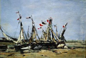Trouville, awaiting the tide by Eugene Louis Boudin