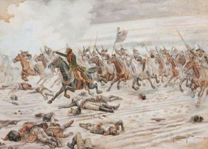 La Charge Pendant La Bataille De Wagram. by Eugene Chaperon