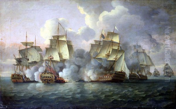 HMS 'Mediator' engaging French and American vessels, 11-12 December 1782 - view 1