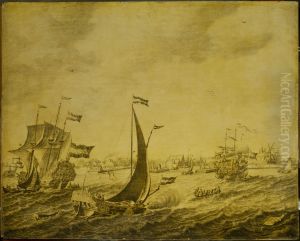 Shipping off Delftshaven by Adriaen Van Salm